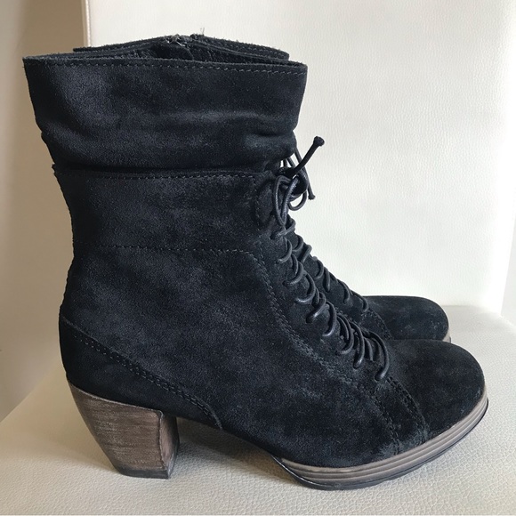 Wolky Leather Suede Lace Up Boots Black Size 39 / 8 - Picture 5 of 9